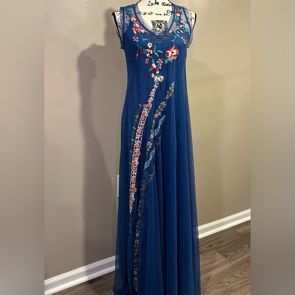 Johnny Was Johnny Was Mazzy Bias Slip Dress Blue Dream